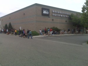 Line at REI Garage Sale
